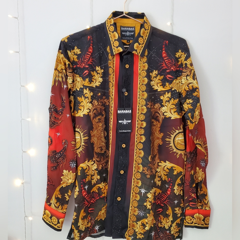 NWT Barabas Cogent Approach Rhinestone Long Sleeve Shirt Size M - Picture 6 of 12